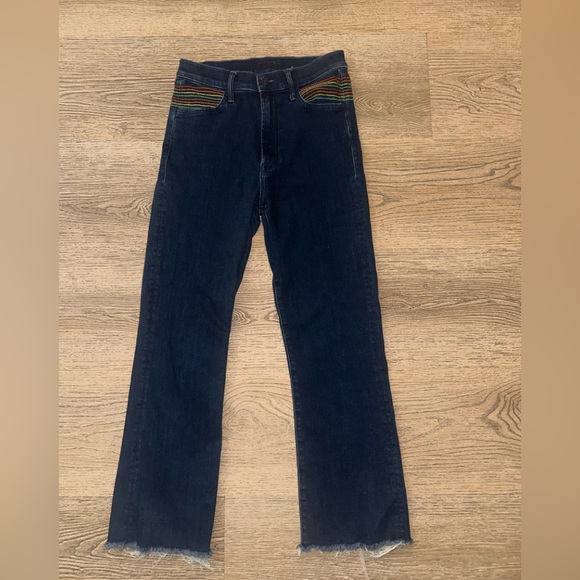 MOTHER the smooth hustler Dark Blue Jeans with Colorful Pocket Detail - Picture 1 of 3